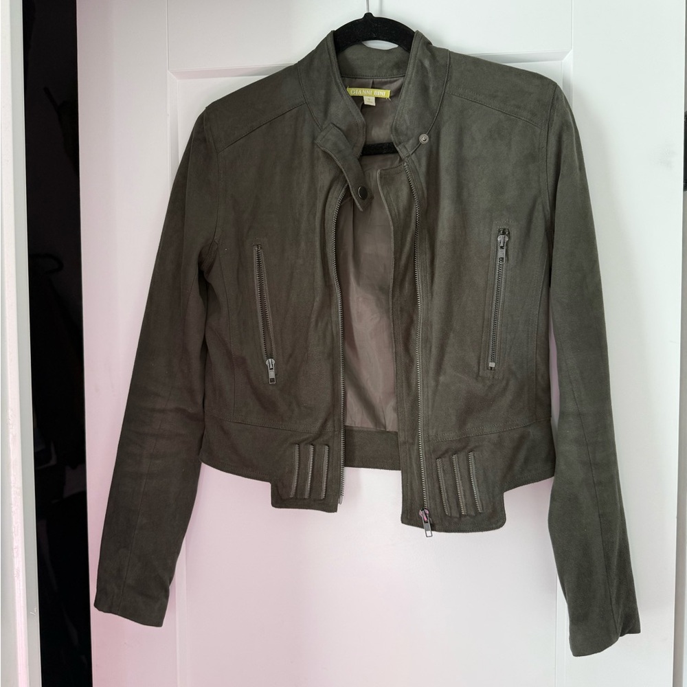 Gianni Bini Dark Olive Suede Jacket, size S